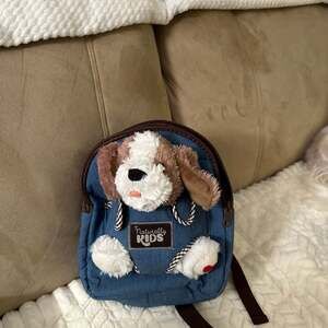Naturally KIDS Denim Toddler Backpack with Removable Plush Dog Toy
